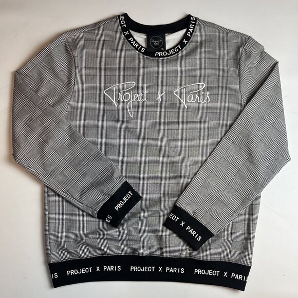 PROJECT X PARIS Sweater fleece Pullover embroidered Logo Black & White Men' XL - Picture 1 of 10